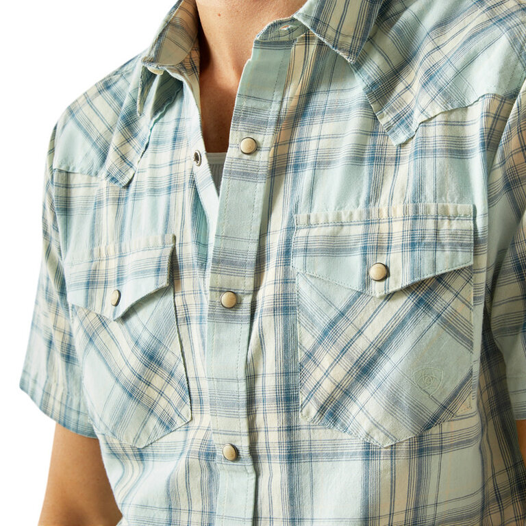 Ariat Ariat Hinkle Retro Fit Snap S/S Shirt - Aqua