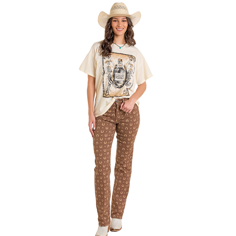 Rock and Roll Rock And Roll Whiskey Graphic Oversized Tshirt - Eggshell