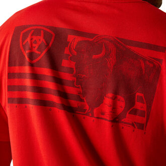 Ariat Ariat Etched Buffalo/Flag S/S Tshirt - Redline