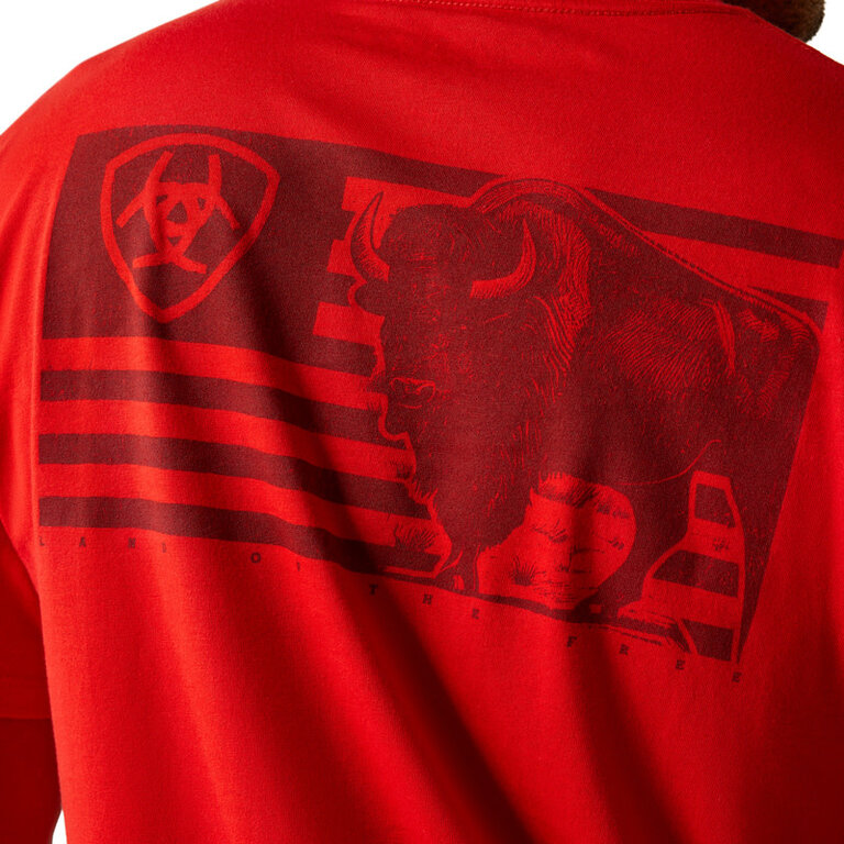 Ariat Ariat Etched Buffalo/Flag S/S Tshirt - Redline