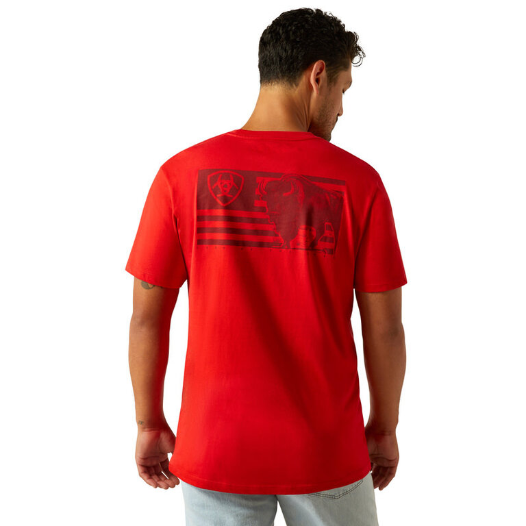 Ariat Ariat Etched Buffalo/Flag S/S Tshirt - Redline
