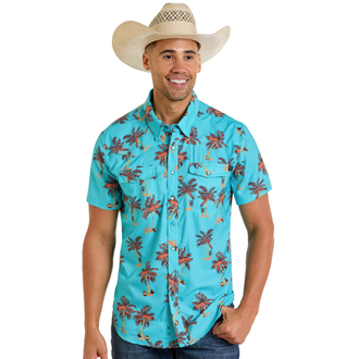 Rock and Roll Rock And Roll Palm Tree Print Tek Snap S/S Shirt
