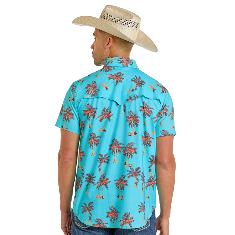 Rock and Roll Rock And Roll Palm Tree Print Tek Snap S/S Shirt