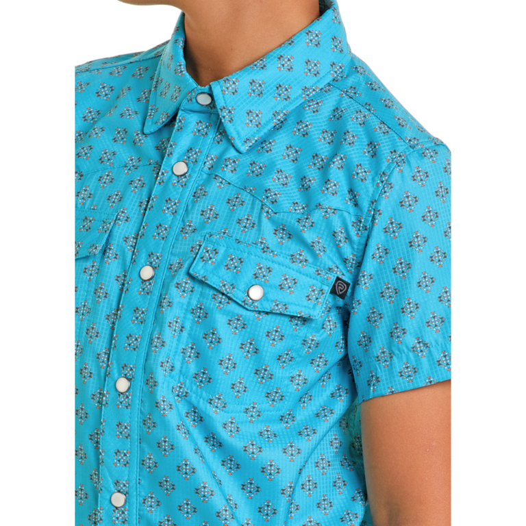 Rock and Roll Rock And Roll Geo Print Tek Snap S/S Shirt - Youth