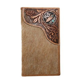 Nocona Nocona Tooled Overlay With Feather Concho Rodeo Wallet