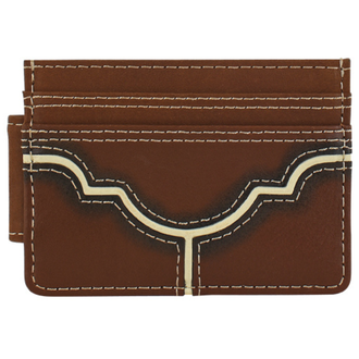 Justin Justin Oiled Leather With Embossed Front Card Case
