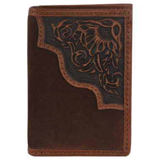 Tony Lama Tony Lama Floral Tooled Roughout Trifold Wallet