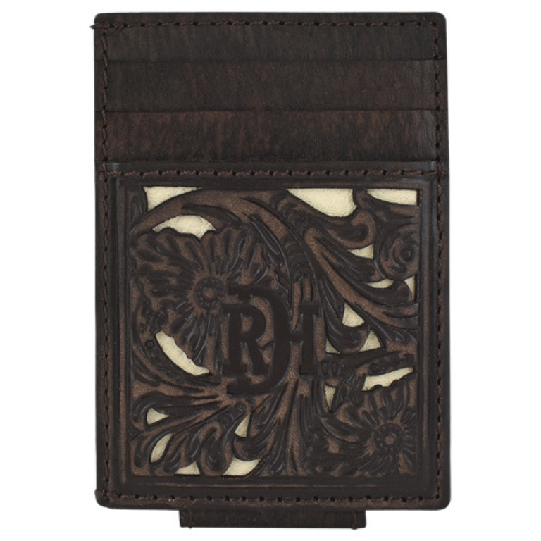 Red Dirt Hat Co Red Dirt Hat Co Dark Brown With Ivory Underlay Card Case With Magnet Clip