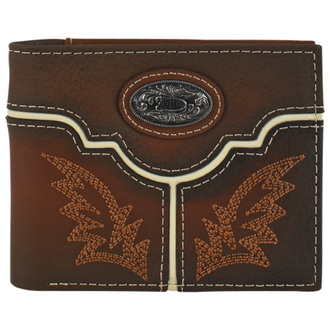 Justin Justin Burnished Leather With Tan Yoke Bifold Wallet