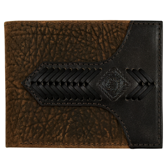 Justin Justin Oiled Textured Leather With Stitched Yoke Bifold Wallet