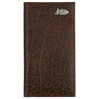Justin Justin Textured Leather With Antique Silver Concho Rodeo Wallet