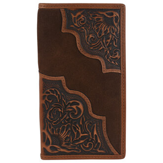 Tony Lama Tony Lama Floral Tooling And Roughout Rodeo Wallet