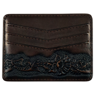 Justin Justin Slim Card Case With Floral Tooling