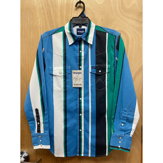 Wrangler Wrangler Vintage Inspired Brushpopper L/S Snap Shirt - Blue/Green/Black