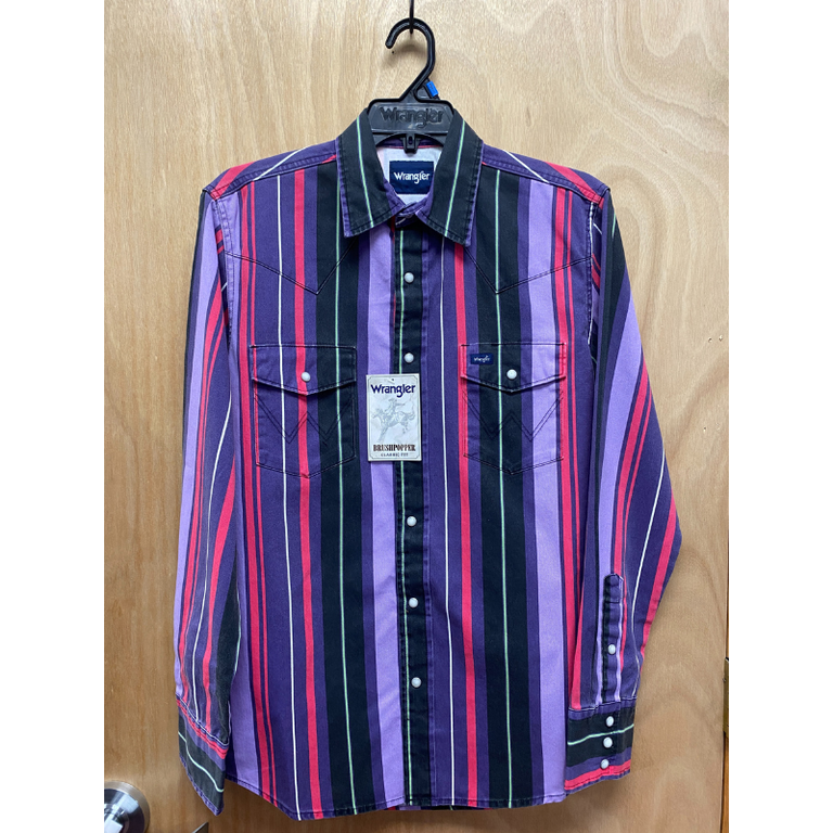 Wrangler Wrangler Vintage Inspired Brushpopper L/S Snap Shirt - Purple/Pink/Black