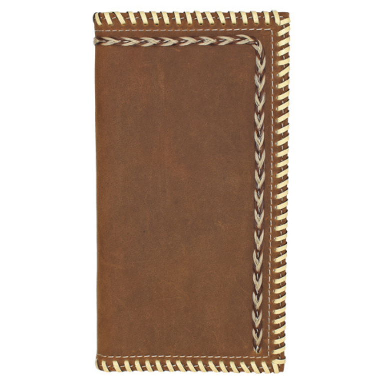 Justin Justin Leather With Whip Stitch And Horse Hair Braid Rodeo Wallet