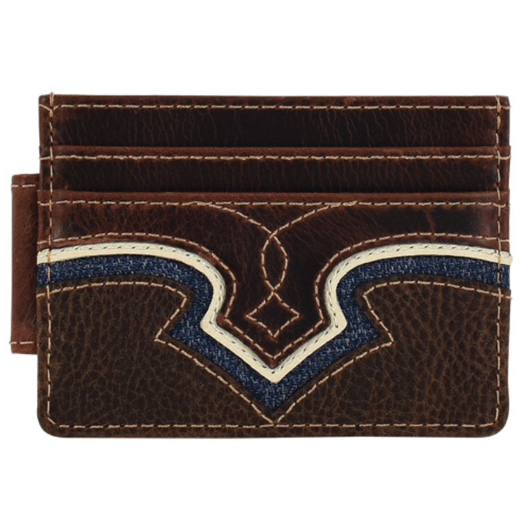 Justin Justin Yoke With Denim Inlay Slim Card Wallet