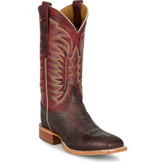 Justin Justin Burchett Chocolate Red Cowhide Western Boot