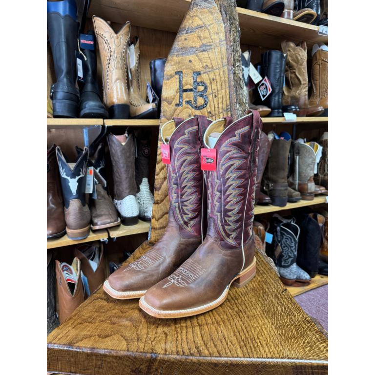 Justin Justin Burchett Chocolate Red Cowhide Western Boot