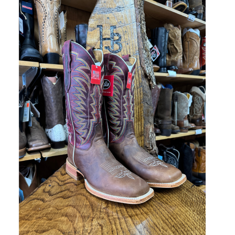 Justin Justin Burchett Chocolate Red Cowhide Western Boot