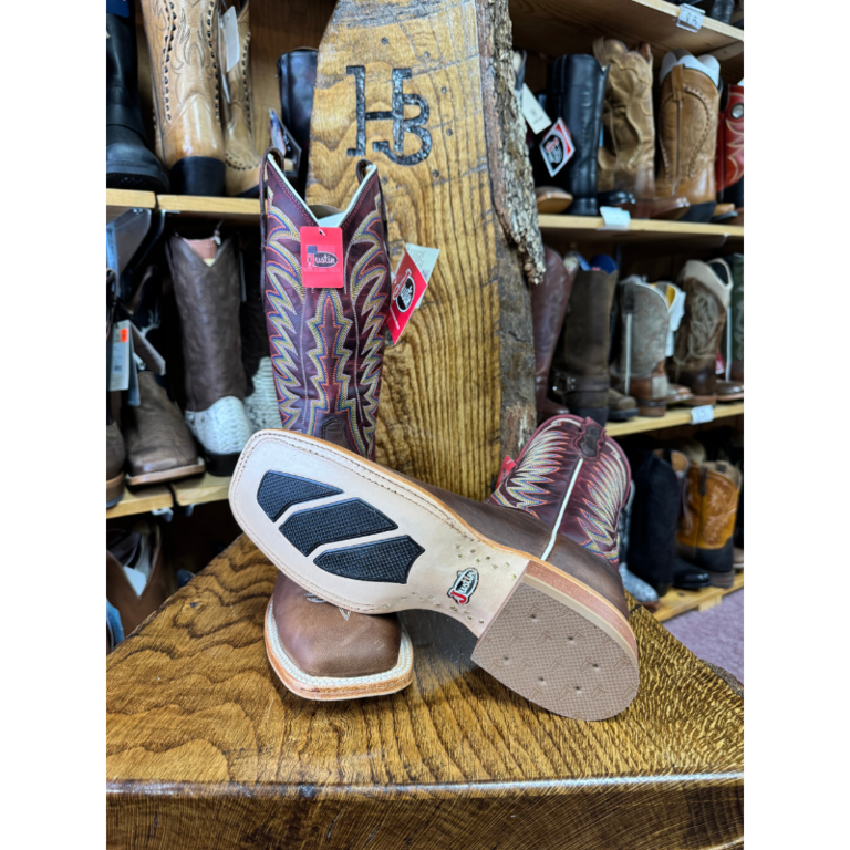 Justin Justin Burchett Chocolate Red Cowhide Western Boot