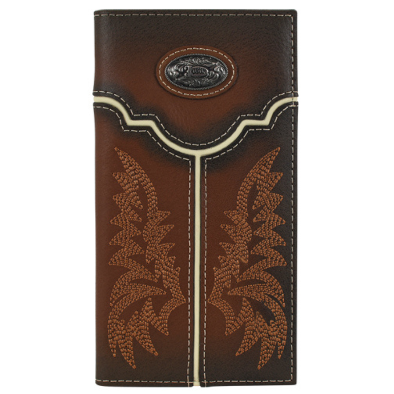Justin Justin Burnished Tan Yoke And Concho Rodeo Wallet