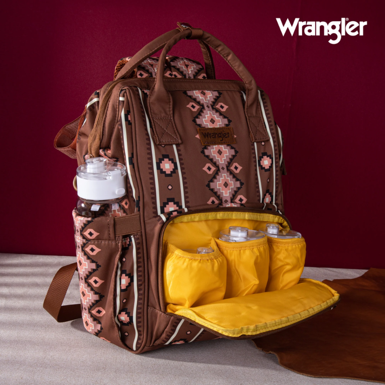 Wrangler Wrangler Allover Aztec Dual Sided Backpack - Camel