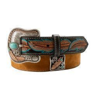 Nocona Nocona Hand Tooled Feather Belt