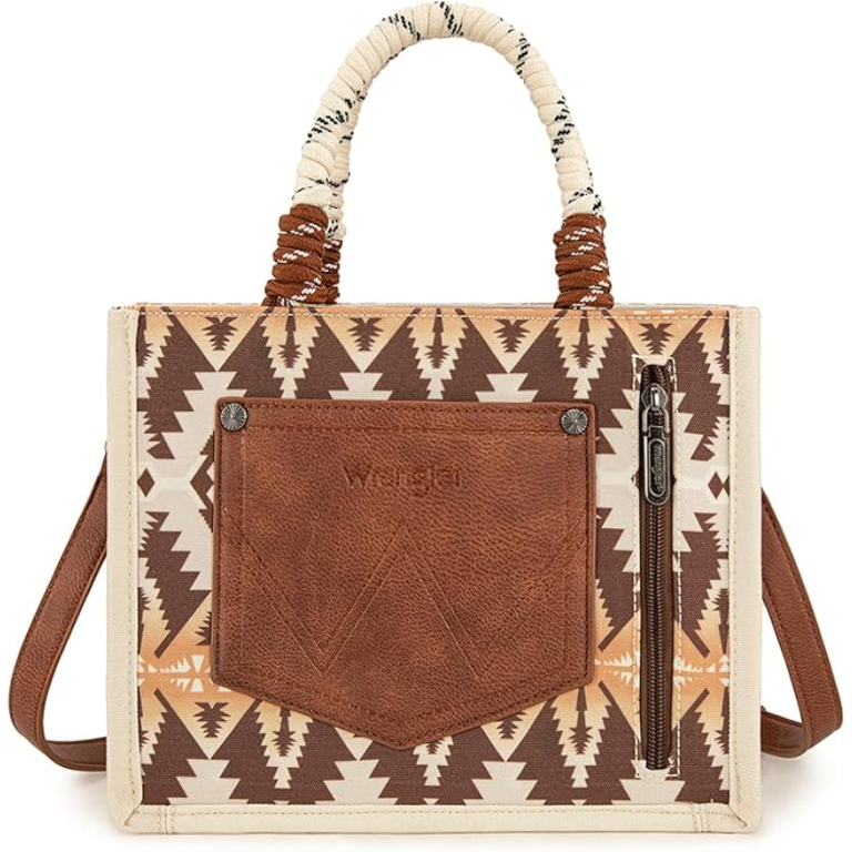 Wrangler Wrangler Aztec Print Tote/Crossbody - Khaki