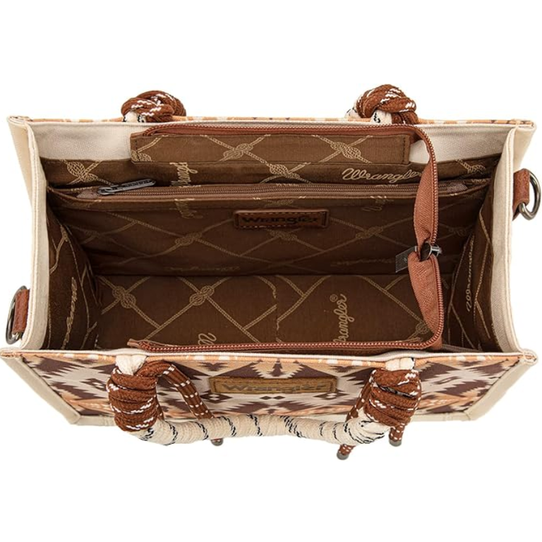Wrangler Wrangler Aztec Print Tote/Crossbody - Khaki