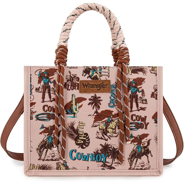Wrangler Wrangler Cowboy Print Tote/Crossbody - Dark Pink