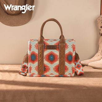 Wrangler Wrangler Aztec Distressed Print Tote/Crossbody Bag - Red