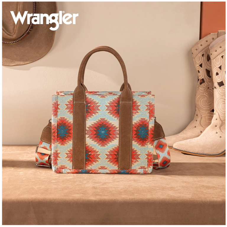Wrangler Wrangler Aztec Distressed Print Tote/Crossbody Bag - Red