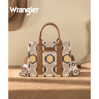 Wrangler Wrangler Aztec Distressed Print Tote/Crossbody Bag - Beige