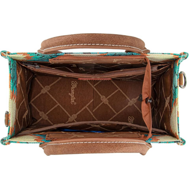 Wrangler Wrangler Aztec Distressed Print Tote/Crossbody Bag - Turquoise