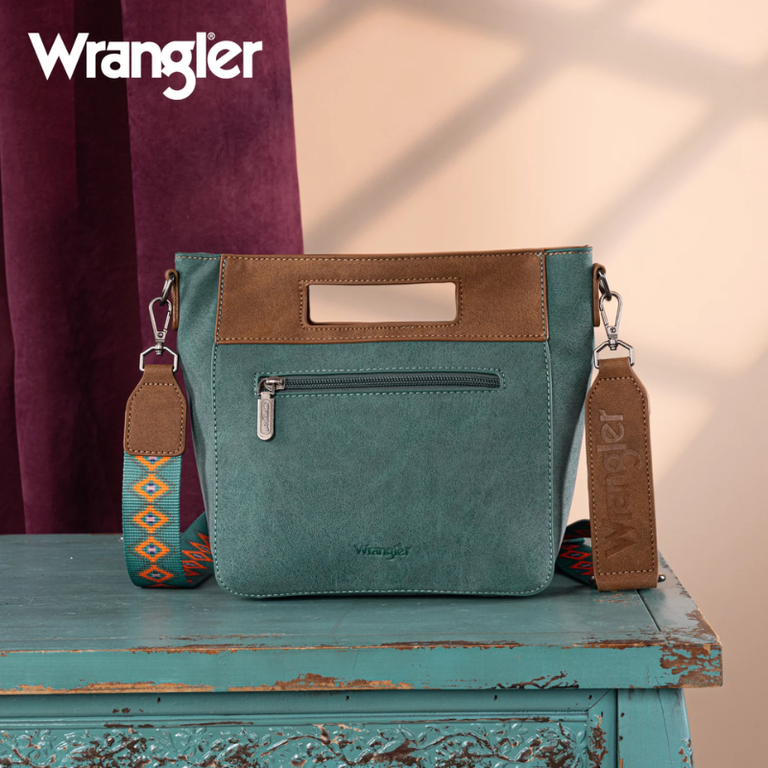 Wrangler Wrangler Aztec Embroidered Top Handle Tote/Crossbody - Turquoise
