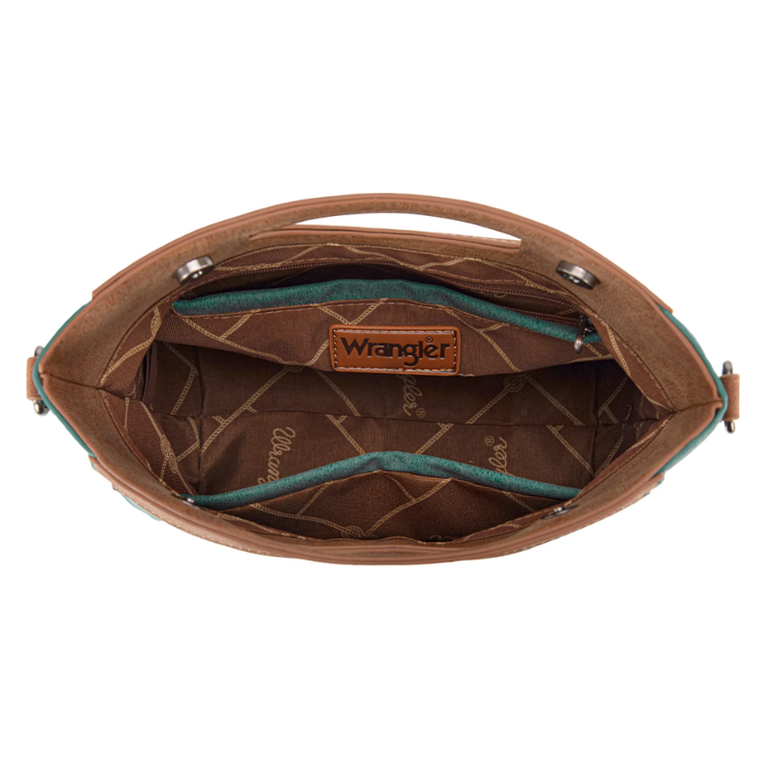 Wrangler Wrangler Aztec Embroidered Top Handle Tote/Crossbody - Turquoise
