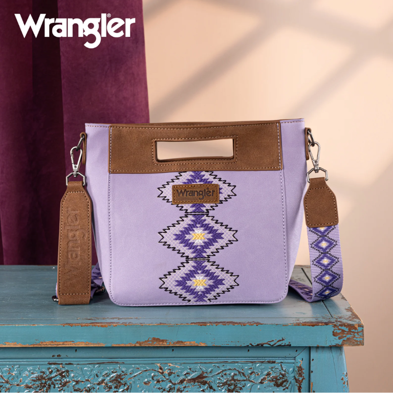 Wrangler Wrangler Aztec Embroidered Top Handle Tote/Crossbody - Purple