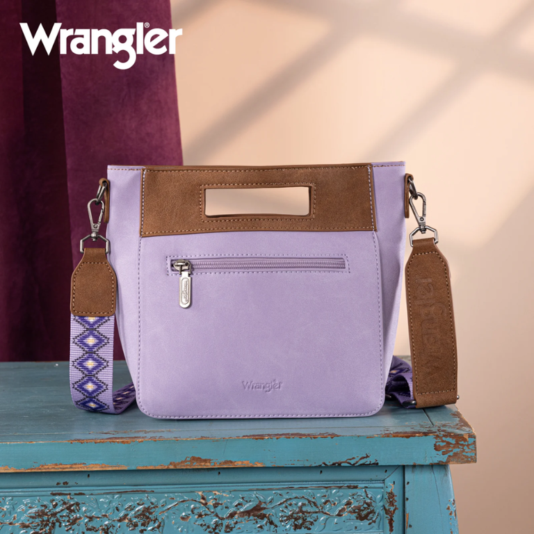 Wrangler Wrangler Aztec Embroidered Top Handle Tote/Crossbody - Purple