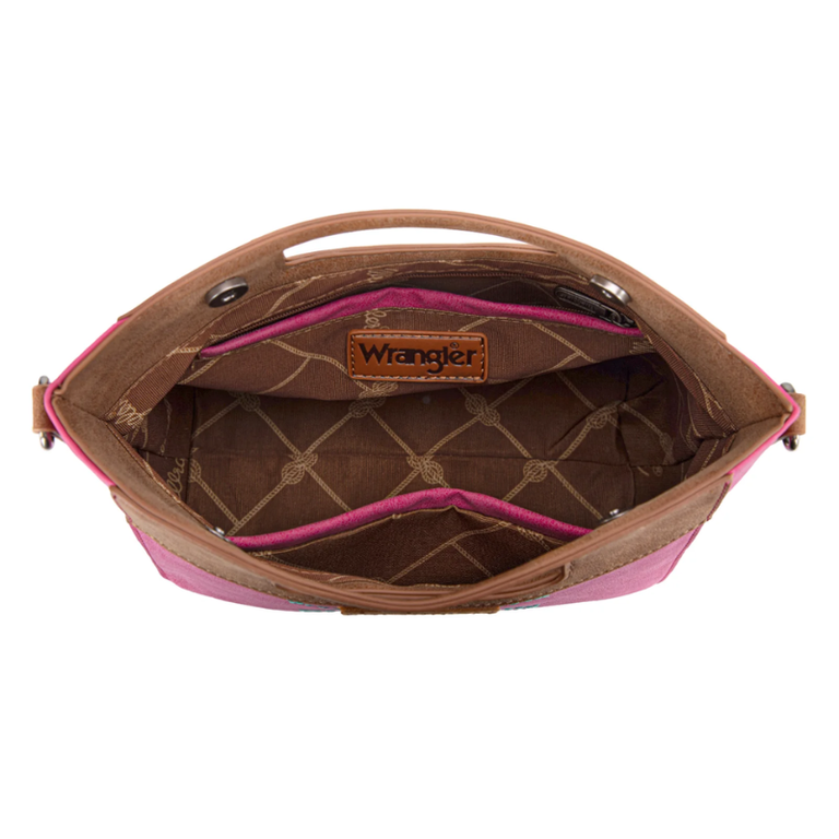 Wrangler Wrangler Aztec Embroidered Top Handle Tote/Crossbody - Hot Pink