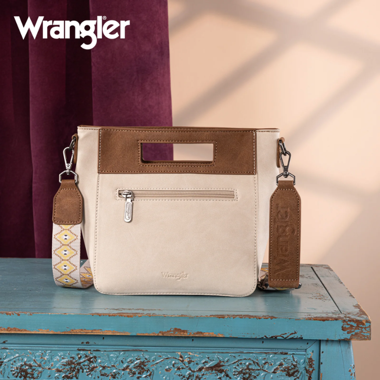 Wrangler Wrangler Aztec Embroidered Top Handle Tote/Crossbody - Beige