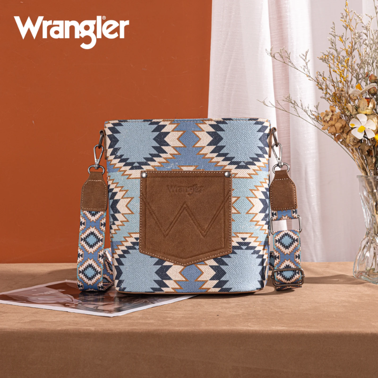 Wrangler Wrangler Aztec Distressed Print Crossbody - Jean