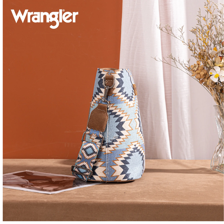 Wrangler Wrangler Aztec Distressed Print Crossbody - Jean