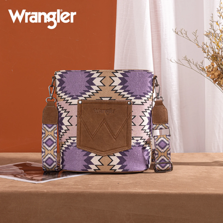 Wrangler Wrangler Aztec Distressed Print Crossbody - Purple