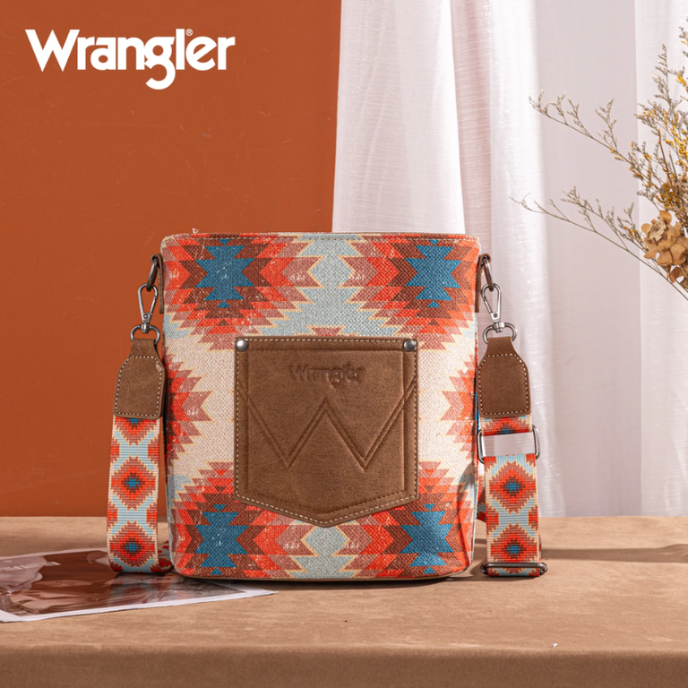 Wrangler Wrangler Aztec Distressed Print Crossbody - Burgundy