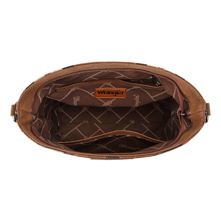 Wrangler Wrangler Aztec Distressed Print Hobo/Crossbody - Brown
