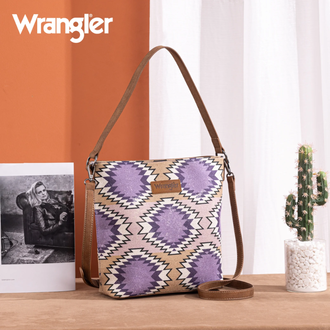 Wrangler Wrangler Aztec Distressed Print Hobo/Crossbody - Purple