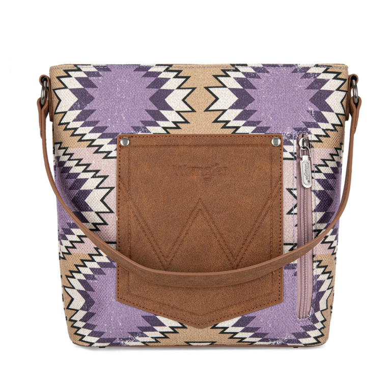 Wrangler Wrangler Aztec Distressed Print Hobo/Crossbody - Purple