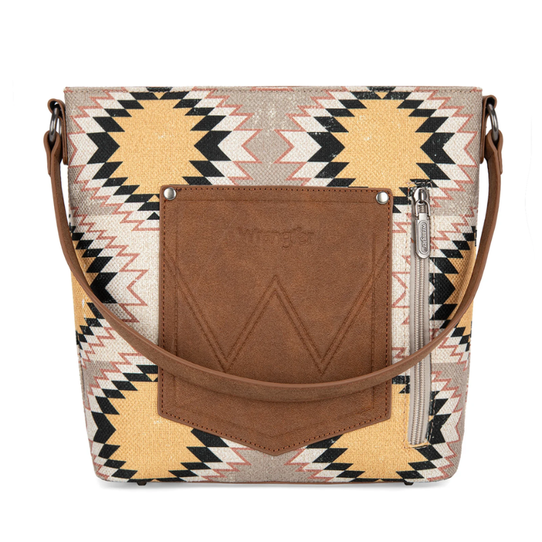 Wrangler Wrangler Aztec Distressed Print Hobo/Crossbody - Beige