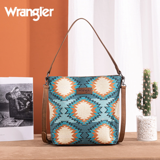Wrangler Wrangler Aztec Distressed Print Hobo/Crossbody - Turquoise